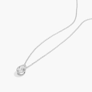 Luxury Women's Bezel Solitaire Pendant <b>Necklace</b> with 1 CTW Pear Shaped Lab-Grown Diamond in White Gold - Product Image 4