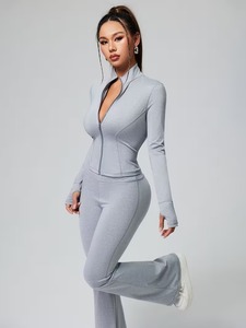 Seamless Compression Performance Set 2 Piece Plain <b>Workout</b> Bra and High Rise Supportive Yoga Tights Ladies Fitness Outfit - Product Image 3