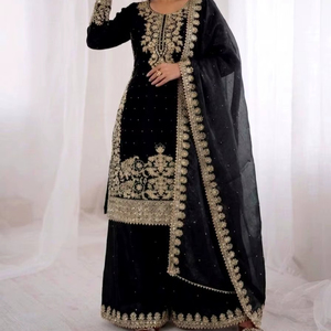 Presenting New Collection Silk With Heavy Embroidery Coding Sequence Work Top Bottom And Dupatta Set Fully Stitched ReadyToWear - Product Image 1