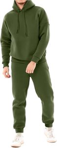 Sudadera con Capucha para Hombre, Color Verde Oliva, Manga Larga, Corte Holgado Informal, 100% Algodón, Peso Medio, Cierre con Cordón - Product Image 2