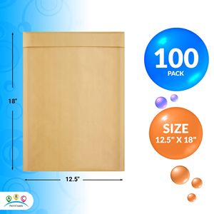 Confezione da 100 12.5X18 pollici marrone Kraft Bubble Mailer autosigillante buste impermeabili di spedizione imbottite 56 GSM imbottite Kraft - Product Image 2