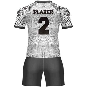 Ensemble d'uniformes de rugby personnalisés pour hommes, nom du joueur sur le devant, orange, noir, blanc, rayé, imprimé par sublimation, 100% polyester respirant et élastique - Product Image 6