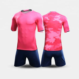 ชุดเสื้อฟุตบอลลายพรางสีชมพูสำหรับผู้ชาย แขนสั้น คอกลม ระบายเหงื่อได้ดี ผลิตจากโพลีเอสเตอร์ ทรงพอดีตัว - Product Image 1