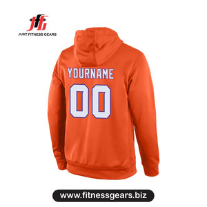 <b>Men's</b> <b>Orange</b> Hooded <b>Sweatshirt</b> Custom Name Number Heat Transfer Printing Regular Fit Casual Autumn Wear - Product Image 3