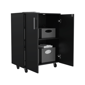 Armadio a Due Ante con Finitura Wengue Nero e Ruote, Scaffali per Garage di Lions - Product Image 2