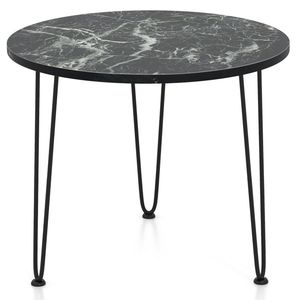Tavolino da Caffè Contemporaneo in Marmo con Piano Ispessito e Gambe a Treppiede in Metallo - Product Image 4