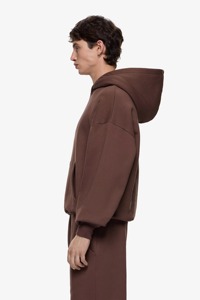 Survêtement en coton marron pour homme, coupe droite, longueur intégrale, design 2-en-1, en polaire épaisse et respirante, tenue décontractée et sportive pour l'automne, avec détails latéraux - Product Image 3