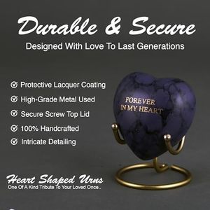 Decorative Aluminum Heart <b>Ash</b> <b>Keepsake</b> Urn Funeral Memorial Container Featuring Elegant Polished Exterior Finish - Product Image 2