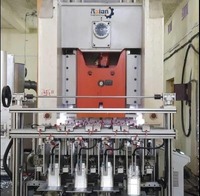 Machine de poinçonnage semi-automatique à deux cavités pour barquettes en aluminium, 50 PPM, ligne de production de barquettes alimentaires haute vitesse, 15HP 440V MS