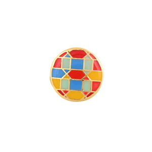 Gold Tone Multicolor Enamel <b>Adjustable</b> <b>Ring</b> for Women Round Geometric Pattern Party & Wedding Wear Jewelry - Product Image 3