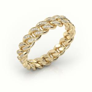 Iced <b>Silver</b> Lab Grown Diamond Cuban Link <b>Ring</b> Unisex Hip Hop Style <b>Statement</b> Band Minimalist Daily Jewelry Accessory Gift Idea - Product Image 2