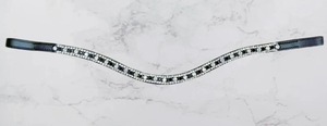 Diadema de Cuero de Alta Calidad para Caballo con Diseño de Tres Filas de Cristales Blancos y Negros para Accesorios de Brida, Disponible al Mejor Precio del Mercado - Product Image 6