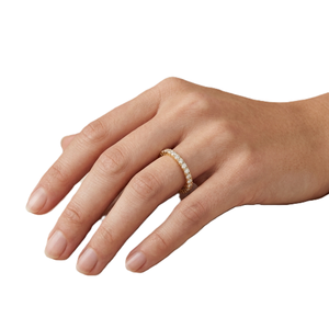 Magnifique alliance de fiançailles minimaliste en or massif 10K/14K avec diamants de laboratoire ronds certifiés IGI, bague d'éternité complète pour anniversaire - Product Image 5