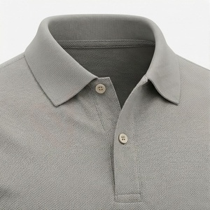 Polo en piqué gris à manches courtes pour homme, décontracté, uni, tricoté, coupe classique, avec boutons - Product Image 4