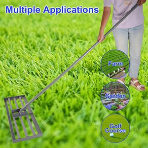 Rastrello in Metallo Resistente per Giardino, Cortile, Terreni Agricoli, Campi da Golf, Livellamento di Sabbia e Compost con Manico Lungo 79,5 cm - Product Image 5