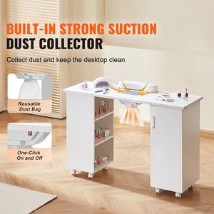 Tavolo per Manicure con Aspiratore Elettrico, Postazione Portatile per Tecnico delle Unghie, 8 Ruote (4 Bloccabili), 3 Sacchetti Raccoglipolvere, Stazione Mobile - Product Image 2