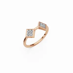 แหวนเพชรทรงกลมเจียระไนแบบบริลเลียนท์ 10 เม็ด ดีไซน์ทันสมัย ทองคำขาว 18K ประดับเพชรเลี้ยงในห้องปฏิบัติการ รับรองโดย IGI หรูหราสำหรับผู้หญิง - Product Image 3