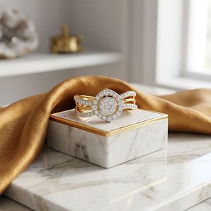 Yellow Gold Round Halo Split Shank Lab Grown Diamond Ring - Product Image 2