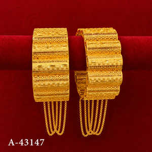 Classic 24K Gold Plated Cuff <b>Bracelets</b> With Tassel Design A-43147 Women's Wedding Jewelry - Product Image 1