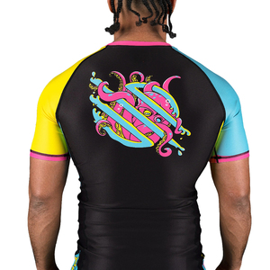 Custom Printed Men's <b>Rash</b> <b>Guard</b> Short Sleeve Sublimation Design Quick Dry Spandex Polyester <b>BJJ</b> MMA Adult Sport Shirt For Men - Product Image 2