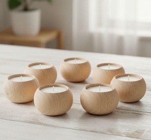 Portavelas Pequeño de Madera para Escritorio, Portavelas Circular de Madera de Haya para el Hogar, Disponible en Diferentes Colores - Product Image 3