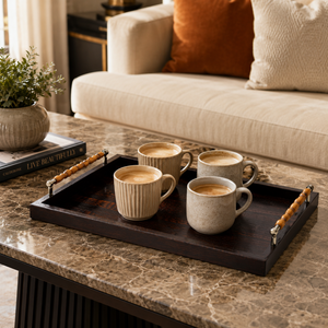Premium Wooden Serving Tray with Handles| Large Rectangular Decorative Tray for Home Hotel Restaurant <b>Coffee</b> <b>Table</b> Serving Decor - Product Image 2