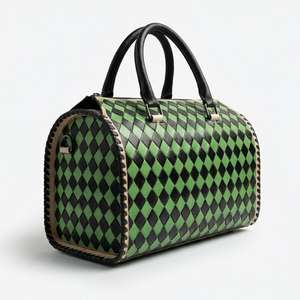 Bolso de Viaje Mini Speedy de Cuero Genuino 100% con Patrón de Diamantes a Cuadros en Verde y Negro, Resistente al Agua, de Lujo, para Mujer - Product Image 2