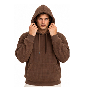 Sweat à capuche en maille gaufrée pour homme, pull thermique à manches longues, décontracté, streetwear d'hiver, sweat à capuche personnalisé, vêtements de sport en gros - Product Image 3