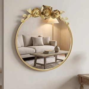 Gold Leaf Handmade Metal & Glass Round Wall <b>Mirror</b> From REHMAN <b>CRAFT</b> - Product Image 1