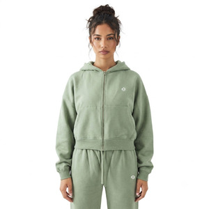 Conjunto de chándal para mujer con bordado personalizado, estilo moderno, teñido con efecto ácido, de corte holgado, que incluye sudaderas de corte cuadrado y pantalones con lavado mineral. - Product Image 1