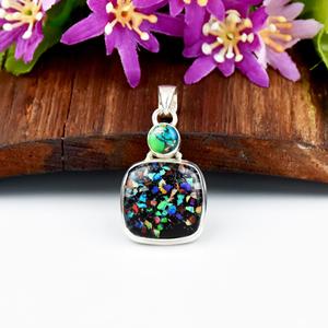 Pendentif en argent sterling 925 avec incrustation d'opale éthiopienne, style bohème, collier fin unisexe pour tous les jours, bijoux pour femmes, cadeau - Product Image 1