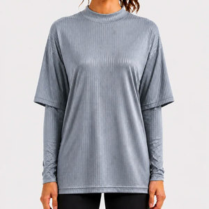 Ropa de Verano Ligera al por Mayor para Mujer, Camiseta Deportiva de Algodón y Poliéster 100% de Alta Calidad para Gimnasio, en Venta - Product Image 1