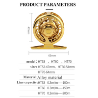Vente en gros de moulinet de pêche CNC en aluminium 2 + 1BB portée de 100m à 200m portée de 6kg max glisser entièrement en métal pour moulinets de pêche à la mouche sur glace et en eau douce