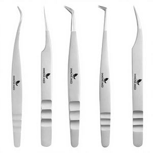 Pince à épiler professionnelle en acier inoxydable antistatique, pointe dentelée, 35, 45, 90 degrés, emballage personnalisable - Product Image 1