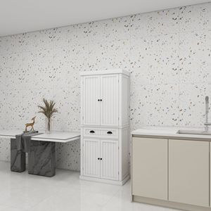 Armadio Dispensa da Cucina Autoportante da 180 cm con 4 Ante e 2 Ripiani Regolabili per Sala da Pranzo e Soggiorno - Product Image 2