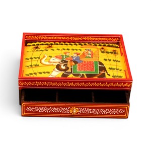 ถาดไม้พิมพ์ลายทำมือพร้อมลิ้นชักสำหรับจัดเก็บและเสิร์ฟ - Product Image 1