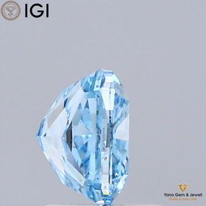 เพชรทรงสี่เหลี่ยมจัตุรัส 1.00 กะรัต รับรองโดย IGI ความสะอาดระดับ VS1 สีฟ้าสดใสแฟนซี เพชร CVD ผลิตในห้องปฏิบัติการ สำหรับออกแบบเครื่องประดับของคุณ - Product Image 3
