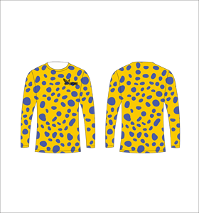 T-shirt pour homme à manches longues avec motif de points bleus et jaunes, impression par sublimation, séchage rapide, col rond, coupe classique - Product Image 1