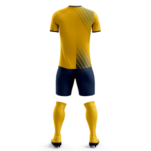 Camiseta de Fútbol Amarilla de Manga Corta para Hombre, Cuello en V, Absorbe la Humedad, Ropa Deportiva de Poliéster para Todas las Temporadas, Diseño Degradado - Product Image 3