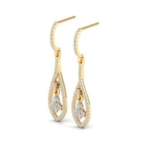 Pendientes colgantes de oro macizo de 14 quilates con diamante CVD cultivado en laboratorio de 1 quilate, precio de fábrica REYES, para mujer, joyería personalizada - Product Image 2