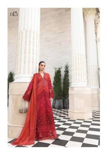 Ensemble Kurta Rouge Brodé Longueur Ras du Sol pour Femme – Tenue Traditionnelle Indienne et Pakistanaise pour Mariage et Fête – Robe Ample en Rayonne - Product Image 4