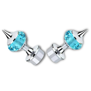 Handmade <b>Single</b> Art Deco <b>Curtains</b> Rod Brackets with Aqua Neon Crystal Knobs - Product Image 1