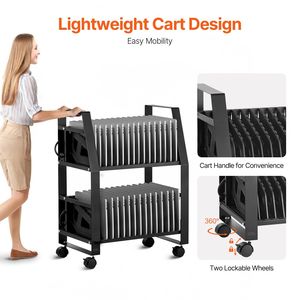 Carrello di ricarica mobile da pavimento per 32 dispositivi, stazione di ricarica aperta per laptop fino a 15,6 pollici, ideale per ufficio e aula - Product Image 5