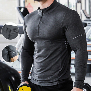 Vêtements de sport pour hommes, vêtements de sport actifs, sweat-shirts à fermeture éclair, t-shirts de course pour hommes, t-shirts de compression à manches longues pour la salle de sport - Product Image 2