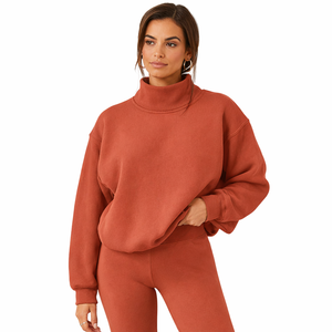 Sweat-shirt court à col montant pour femme, style streetwear tendance, vêtements pour femme personnalisés OEM ODM - Product Image 1