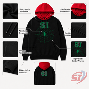 Sweat à capuche personnalisé Spider, coupe oversize, épais, streetwear, imprimé graphique, logo personnalisé, vente en gros OEM, pour homme - Product Image 3