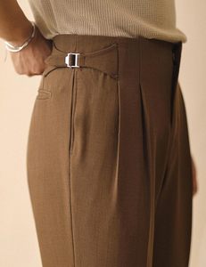 Pantalones Gurkha de Cintura Alta para Hombre, con Pliegues y Hebilla Lateral, Estilo Clásico Vintage - Product Image 6