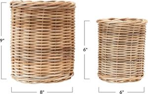 Juego de Cestas de Almacenamiento Cilíndricas de Ratán Tejido a Mano - Macetas de Mimbre Natural y Contenedores Organizadores Multiusos para el Hogar al por Mayor - Product Image 5