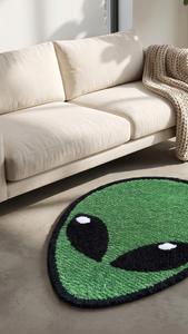 Alfombra Antideslizante de Lana Hecha a Mano, Diseño Verde Alien, Alfombra Suave de Felpa para Dormitorio Infantil y Decoración de Sala de Estar - Product Image 2