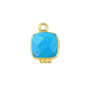 Pendentif breloque DIY fait main avec pierre de naissance turquoise bleue et cadre de coussin, bijoux en gros - Product Image 1
